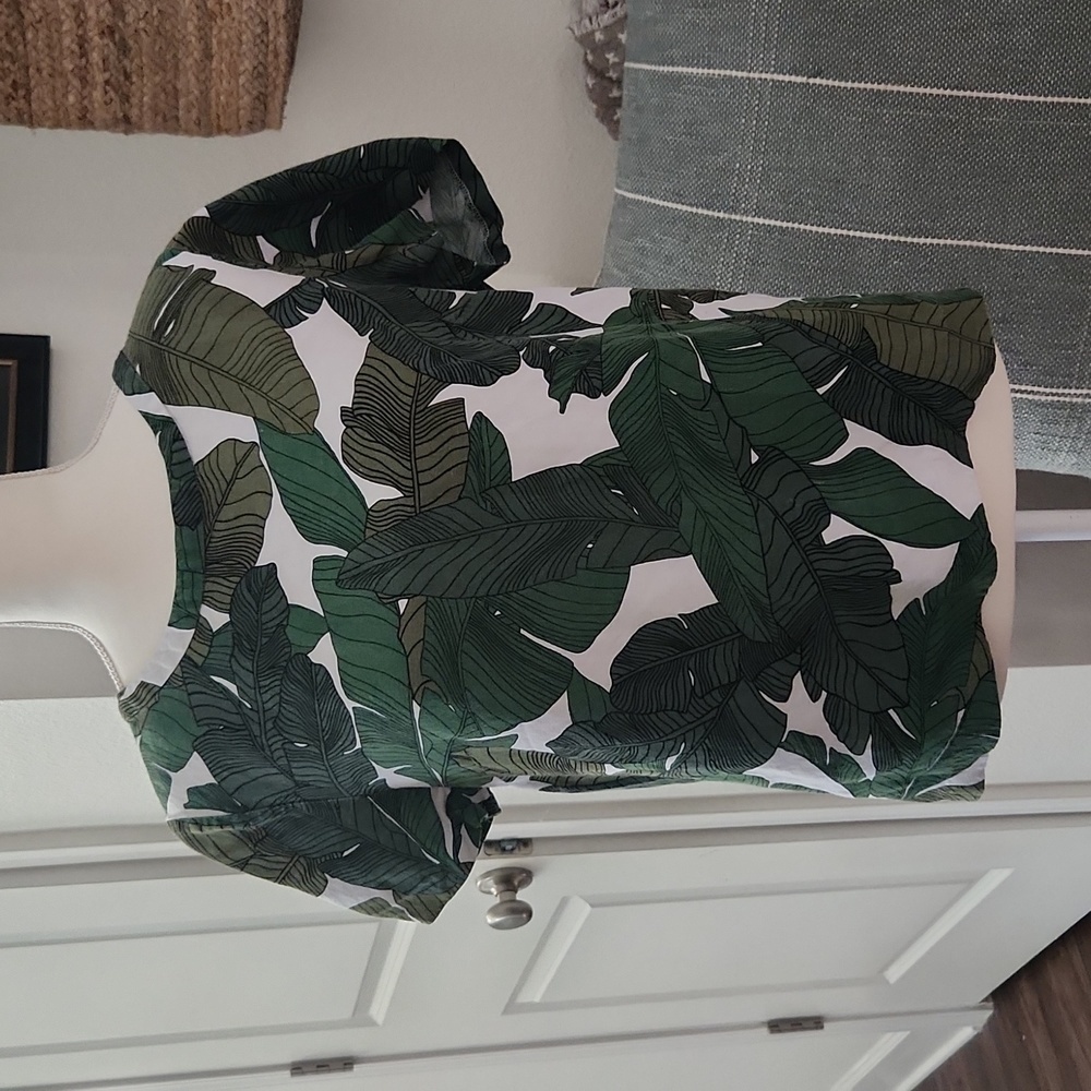 Ann Taylor Factory Tropical Leaf Print Blouse